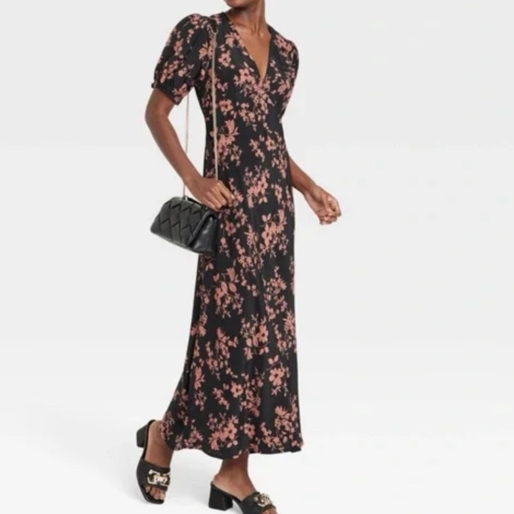 a new day Black Maxi Dress with Blush Floral Print - Picture 2 of 14
